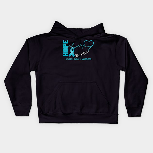 Hope For A Cure Ovarian Cancer Awareness Support Ovarian Cancer Warrior Gifts Kids Hoodie by ThePassion99